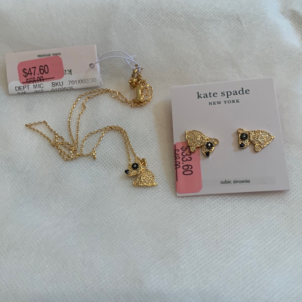 Kate Spade Milo Crystal Dog Necklace & Earrings set